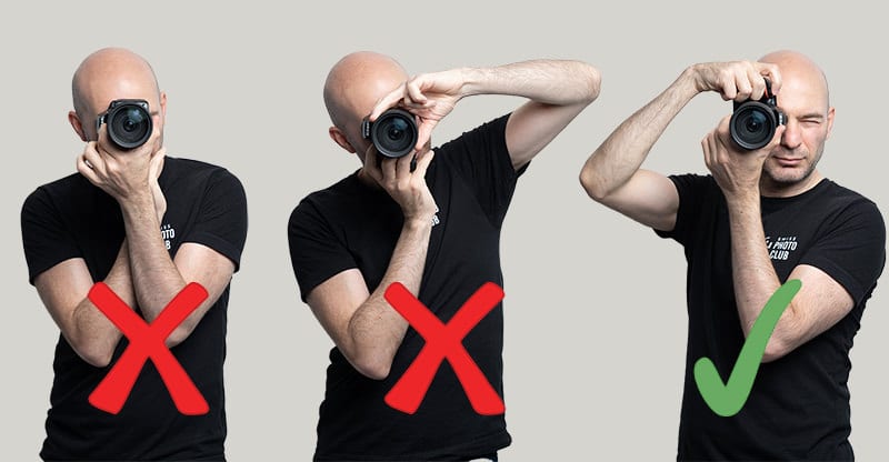 Drie manieren om een camera vast te houden, twee fout en een goed Drie manieren om een camera vast te houden, twee fout en een goed